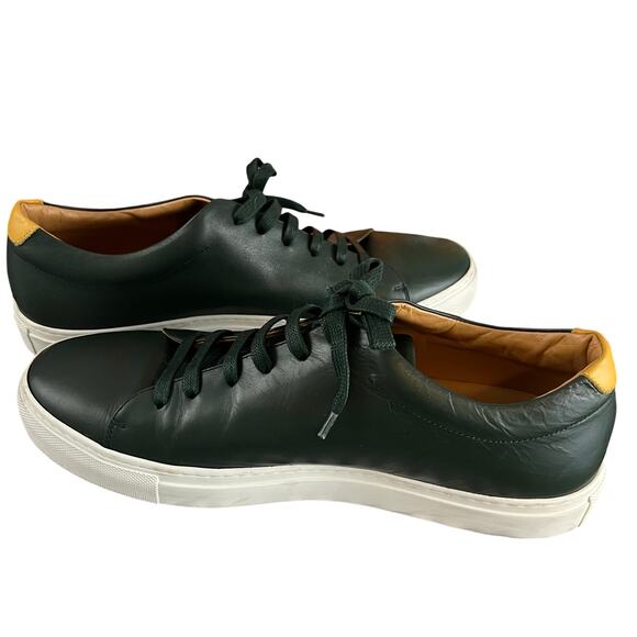 M. GEMI "ITALY MADE" LEATHER SNEAKER 12 US EU 45 Green Tan - Picture 2 of 7